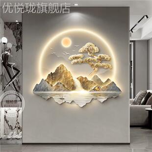 网红入门轻奢玄关级装饰画旭户日升正对客墙厅景墙挂画高感壁东面