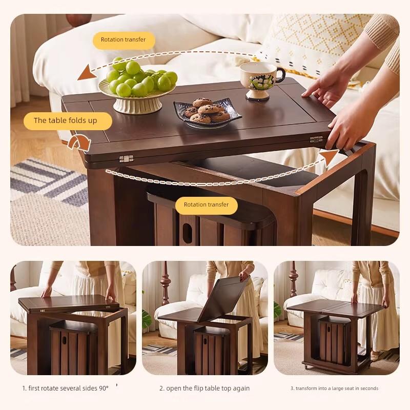 新款移动边几沙发边柜边柜客厅家用多功能掼蛋桌可摺叠实木茶几