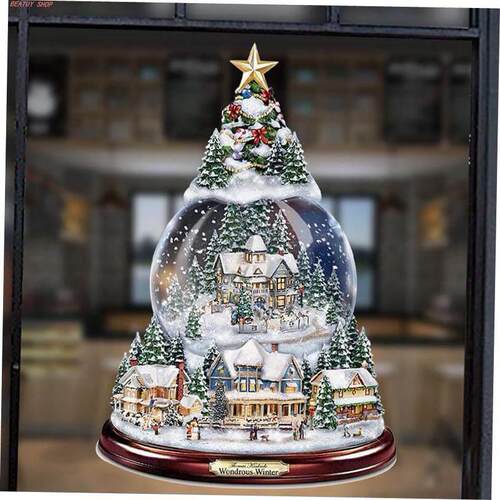 Christmas Tree Rotating Sculpture Train Decoration Window St