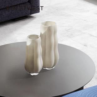 轻奢高级感中古透明玻璃花瓶客厅摆件高档餐桌电视柜插花装 饰花器