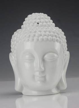 跨境陶瓷工艺品白色泰式平安佛头蜡烛精油炉熏香炉陶瓷佛像