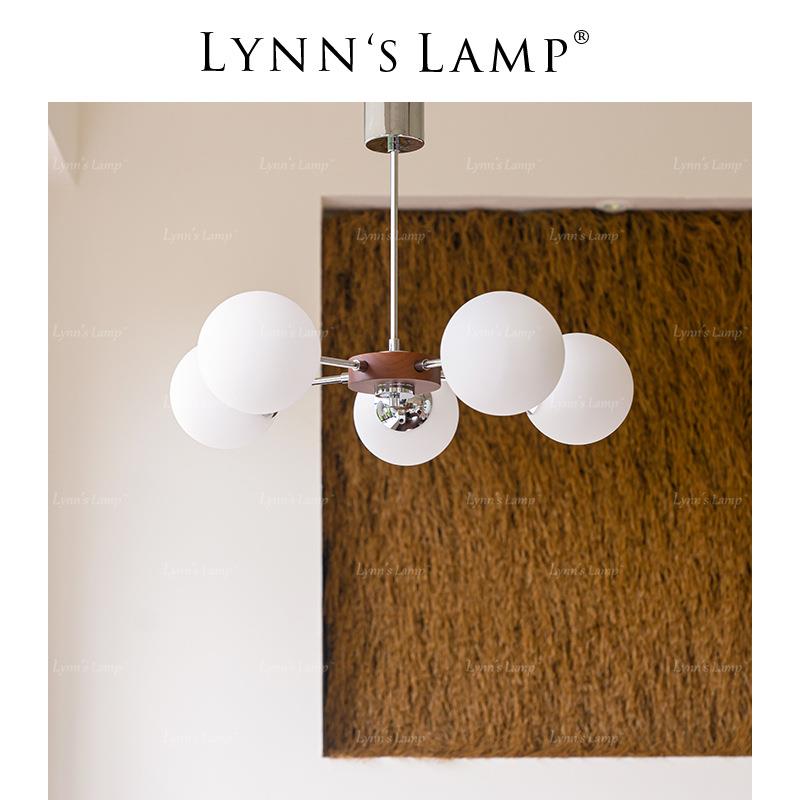 Lynn's立意 北欧实木玻璃吊灯卧室书房魔豆中古mcm客厅日式分子灯