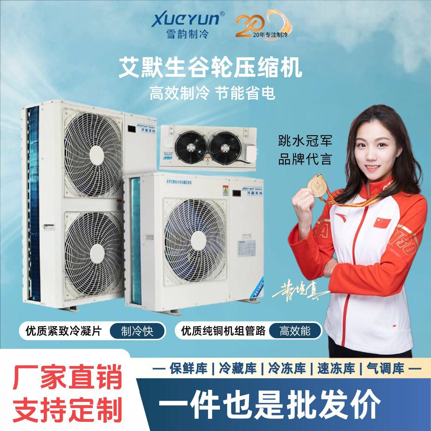 雪韵艾默生谷轮压缩机小型3匹5匹冷库保鲜冷藏专用设备压缩一体机