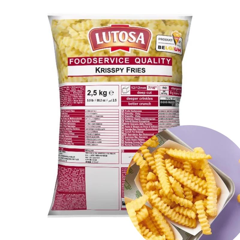 LUTOSA Kriss Cut Fries比利时进口路多萨曲薯条波浪薯条2500g