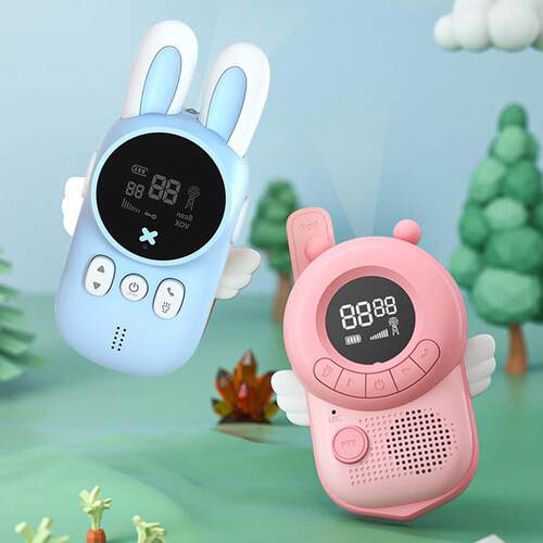 2PCS Kids Walkie talkie 3KM Range UHF Radio Lanyard Interpho