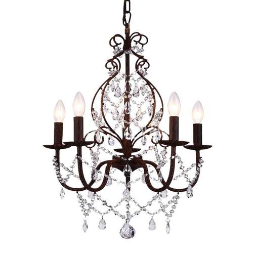 美式简约水晶吊灯卧室家用温馨复古餐厅吧台铁艺小吊灯过道玄关灯