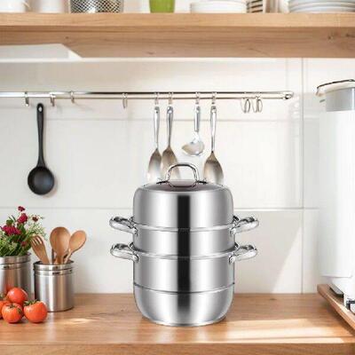 Steaming Pot 11inch 3 Tier Stainless Steel with Lid &