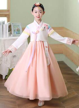 朝鲜民族韩服女童民族风服装古装学生表演刺绣花宝宝节日潮流演出