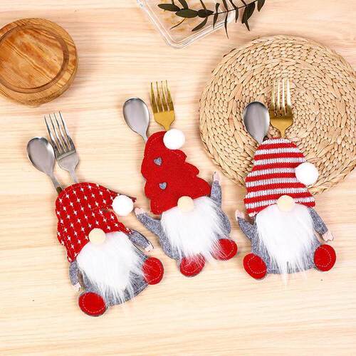 Christmas Dwarf Knife and Fork Faceless elderly Cutlery set