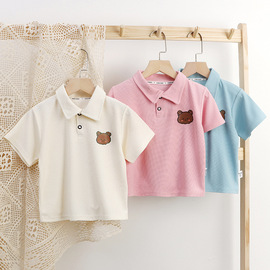 儿童夏季polo衫短袖t恤中小童纯色洋气，休闲男童女童运动童装短袖