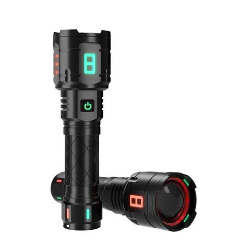 新款W白激光手电筒TYPE-C充电荧光炫酷充电宝高亮调焦远射王