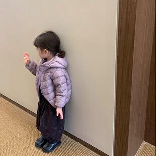 现货五折女童羽绒服轻薄款冬装款儿童超好看紫色保暖外套加厚棉服
