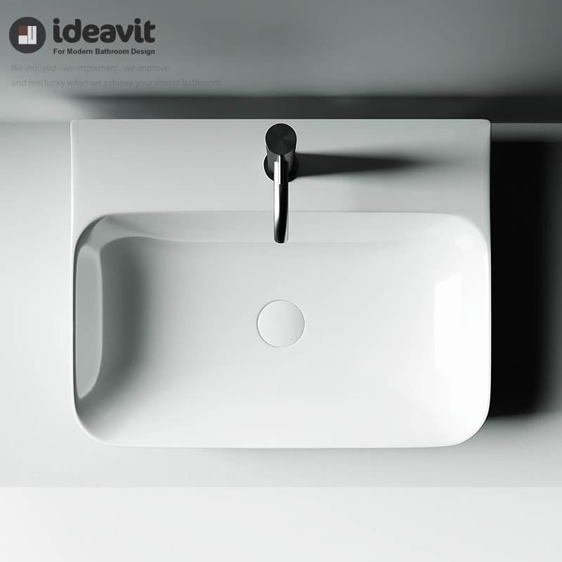Ideavit斯堪的纳维亚Normcore方形台面盆超薄边缘设计60厘米洗脸