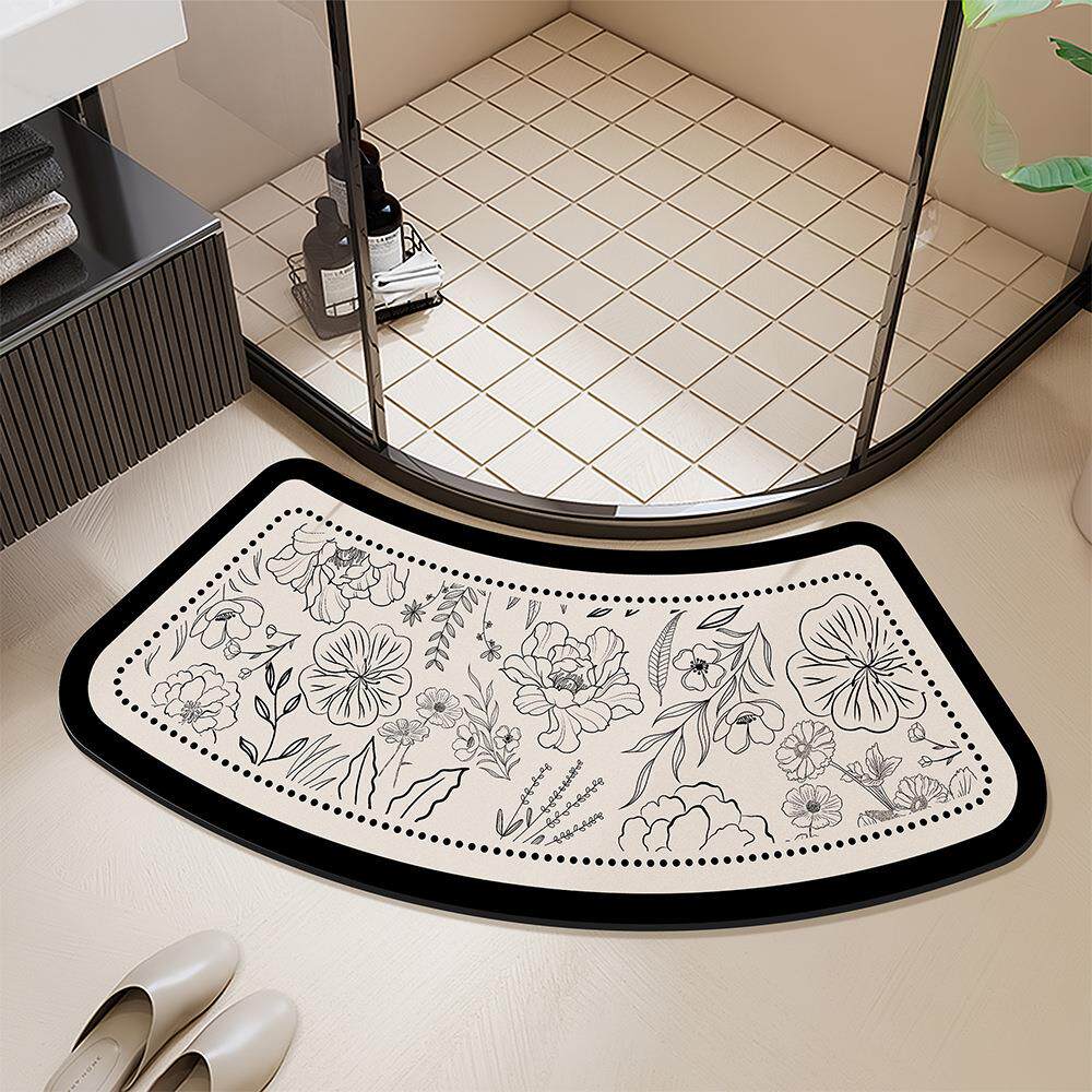 浴室地垫高级感弧形硅藻泥地垫家用吸水速干防滑垫卫生间门口脚垫
