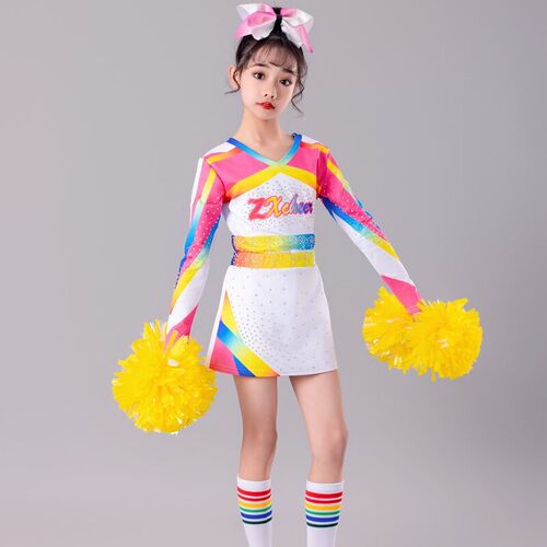 幼儿园新款啦啦队比赛舞蹈服装儿童男女童长袖啦啦操运动会演出服