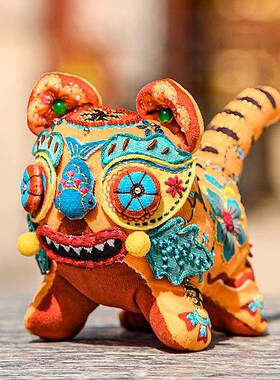 刺绣童手虎工dy材料包中i国风布艺玩偶摆件自XOY制儿老创意礼物