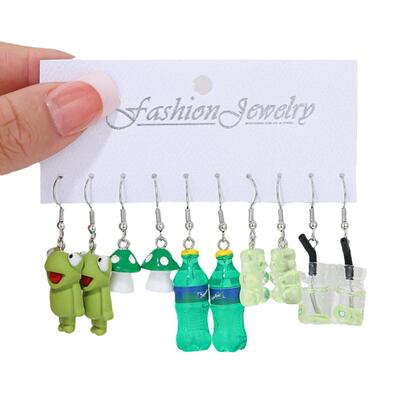 Earrings set 5 pieces彩色压克力耳环套组5件牛油果多巴胺耳环