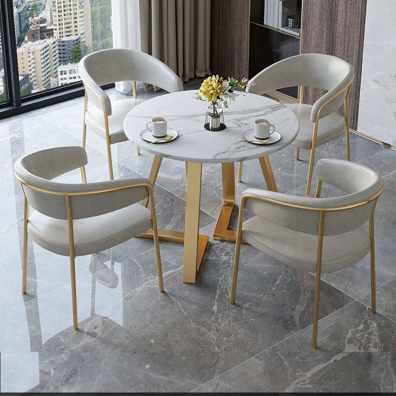 简约售楼处休闲洽谈会客谈判小圆桌椅组合美容院会所大厅接待桌椅