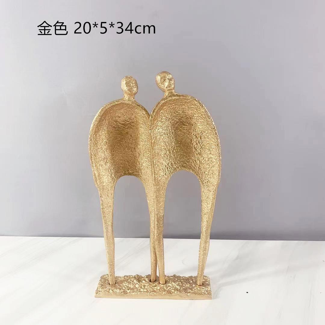 新中式铸铁抽象人物雕塑摆件样板房售楼部客厅书架玄关装饰架摆设