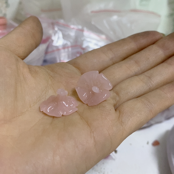 老料器花瓣汉服发簪粉色小花朵1个HB-07