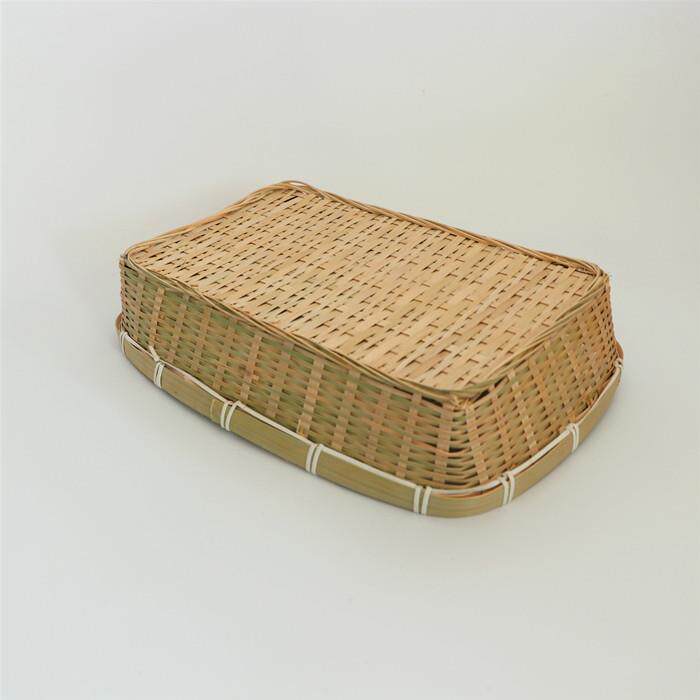 竹编方形竹筐 厨房客厅收纳竹制品 家用水果蔬菜整理编织果盘竹篮