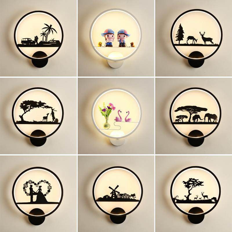 现代简约壁灯客厅电视背景墙卧室床头灯过道楼梯黑色铁艺墙壁灯