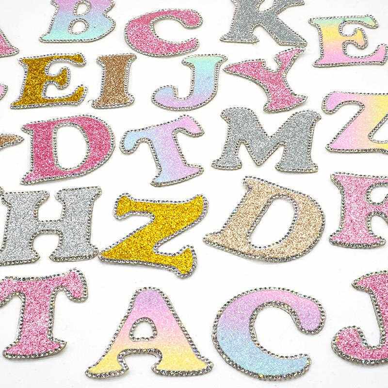 新款直销字母烫钻图案双面粘补丁贴字烫图烫钻英文布贴服装辅料水