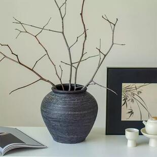 高档林与式覆古陶制侘花瓶寂风做旧陶罐新中式装饰落欧地/陶瓷景