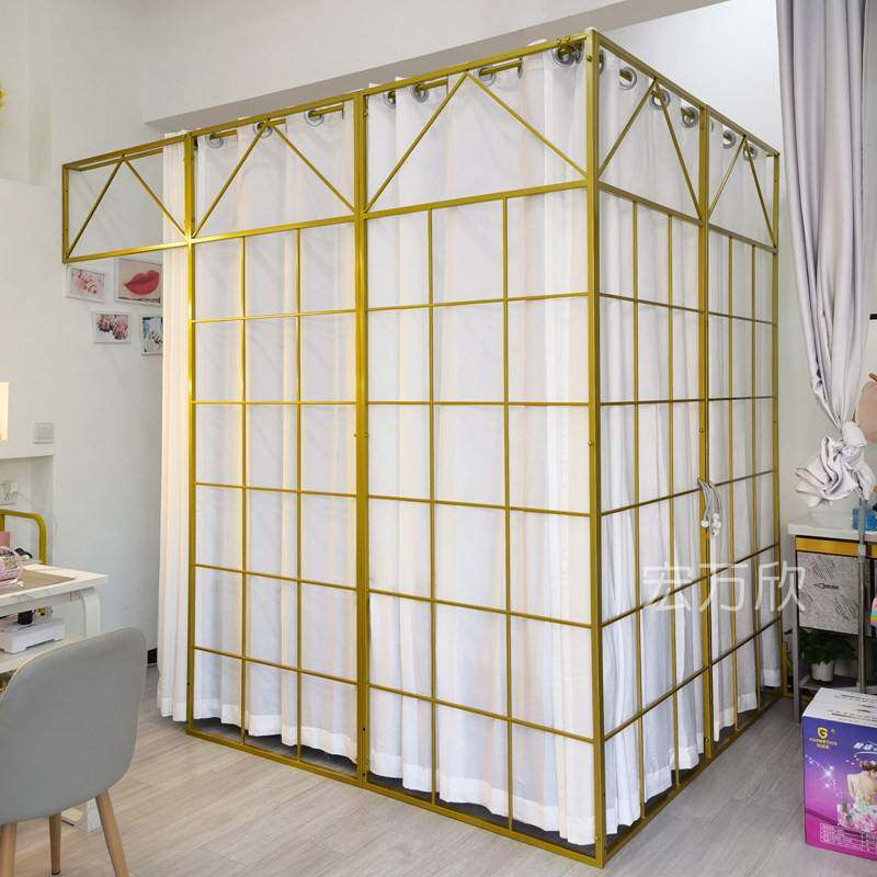 房间屏风美容院隔断墙出租屋美甲店卧室内客厅铁艺高档遮挡帘装饰
