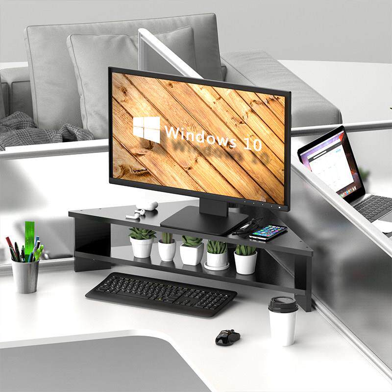 实木拐角电脑增高架加长双层转角显示器增高底座三角电脑增高支架
