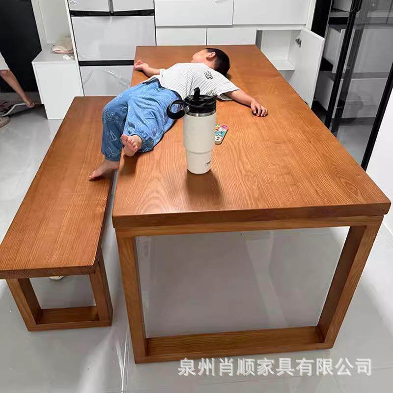 比XS-20250全实木餐桌椅桌小户型胡桃木大板桌家莫用长方形恩子餐