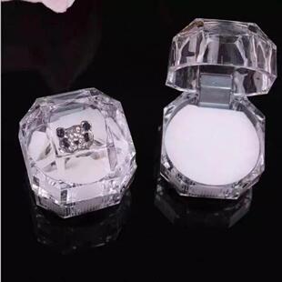 jewelry plastic transparent ring small octagonal box Small