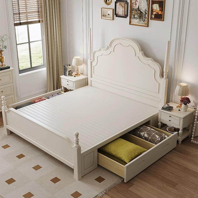 法式实木床主卧双人大床1米8简约现代美式奶油风白色公主安娜床