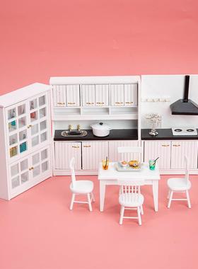 1:12娃娃屋dollh橱ouse迷厨你微装缩房料理台餐桌椅柜00133套场景