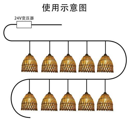 藤民编工艺led吊灯复古竹编餐厅545装饰宿露营地吊步行街装灯饰灯