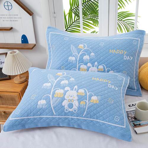 一对装棉三层纱布枕巾加厚情侣不起球枕头巾家用加大柔软色织提花