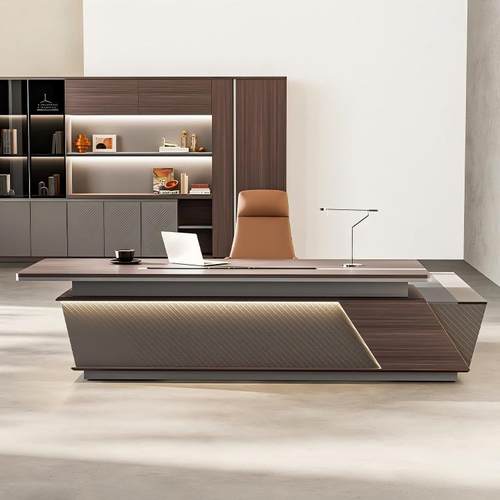 高档总裁桌办公桌老板桌简约现代轻奢董事长大班台办公室桌椅组合