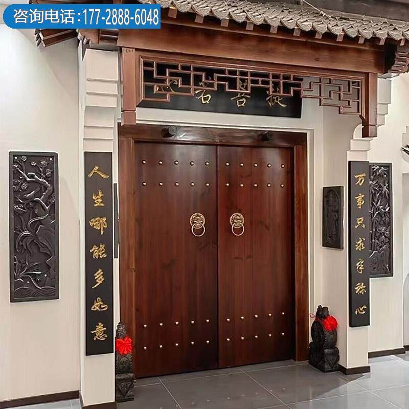 庭院别墅围墙大门实木中式仿古大门寺庙宗祠祠堂自建房菠萝格大门