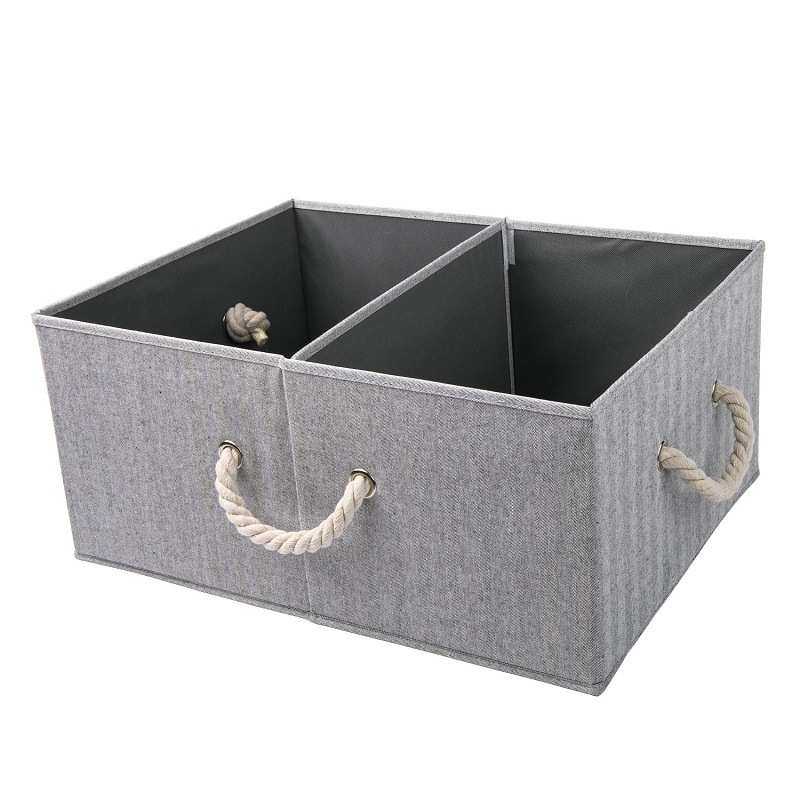 厂家现货，可折叠灰色双盖人字布收纳箱  桌面整理箱  布艺收纳盒,居家布艺,收纳盒,淘宝优惠券,粉丝福利购,淘宝优惠卷