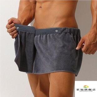 男士短裤家用洗澡吸水可穿式浴巾裤沙滩性感浴裙防走光青年平角裤