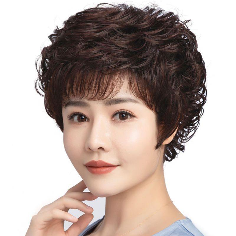 假发女全头套中老年短卷发自然蓬松遮白发减龄增发量头顶蓬松妈妈