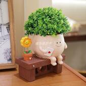 创意卡通可爱花盆摆件家居装 饰品办公室桌面绿植盆栽创意礼品