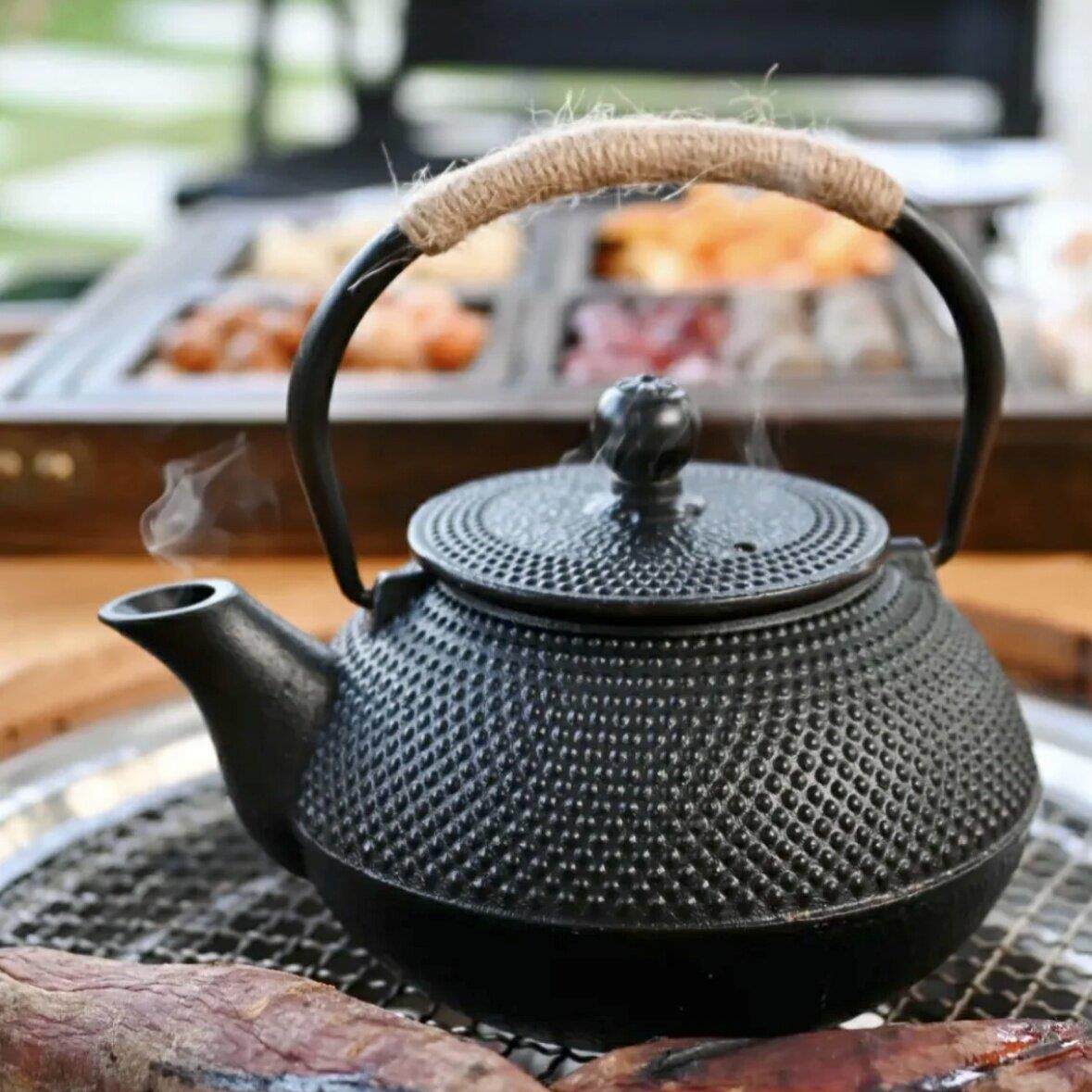 炭火炉器加厚铸铁壶烧水壶泡茶壶围炉煮茶用品茶壶吊壶900ml户外
