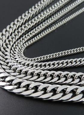 不锈钢双扣链四边形男女个性项链