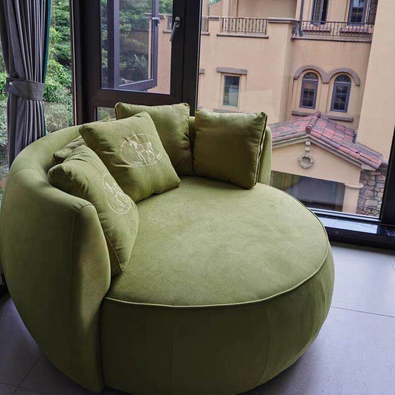 意式轻奢小户型客厅阳台休闲沙发椅现代简约圆形可旋转单人接待椅