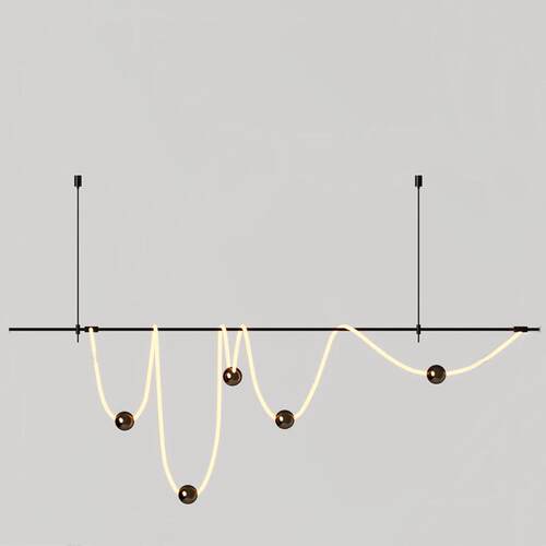 现代北欧led吊灯设计师餐厅吧台前台售楼部办公楼线条长条吊灯具