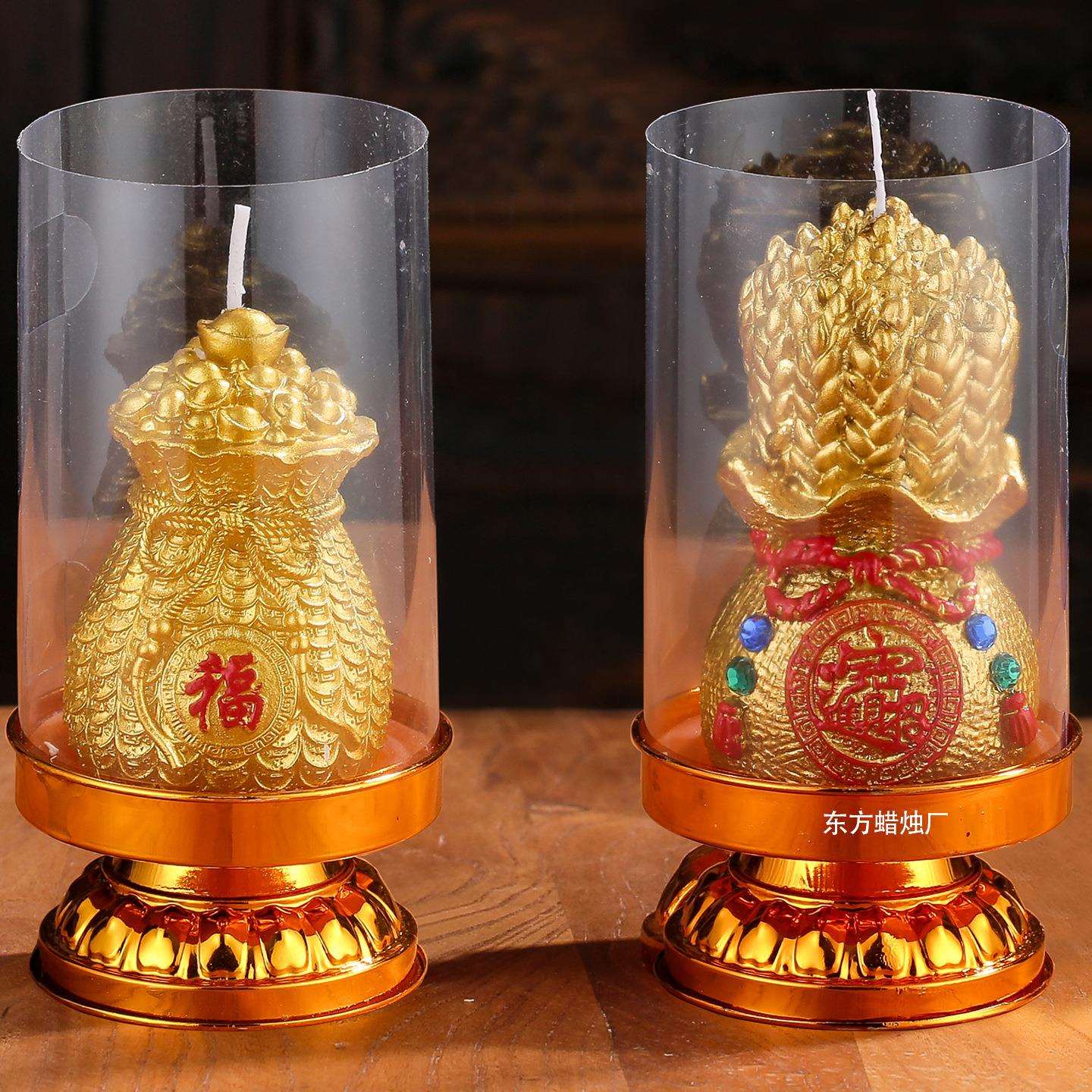 整箱防风款小号蜡烛莲花灯聚财聚福聚宝金色元宝蜡烛家用厂家