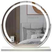 梳妆台镜子带灯充电化妆镜台式 半圆梳 桌面化妆镜可调节高度旋转式