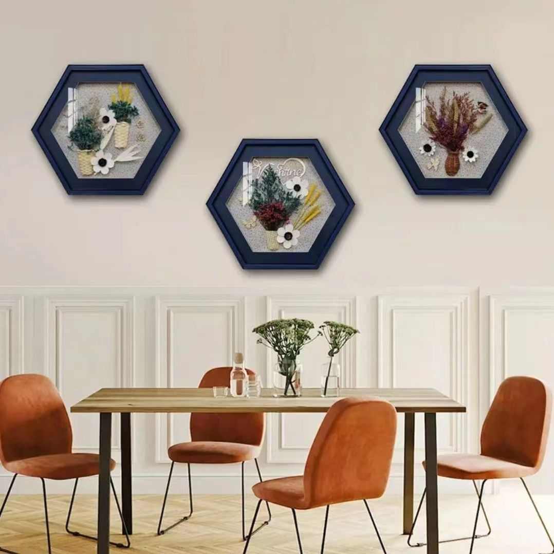 清新画组合装饰画2024餐厅花卉餐厅干草客厅实物卧室干花书房画