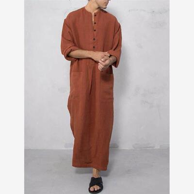 Men Islamic Thobe Pockets Robes Man Kaftan 男士宽松长袍衬衫